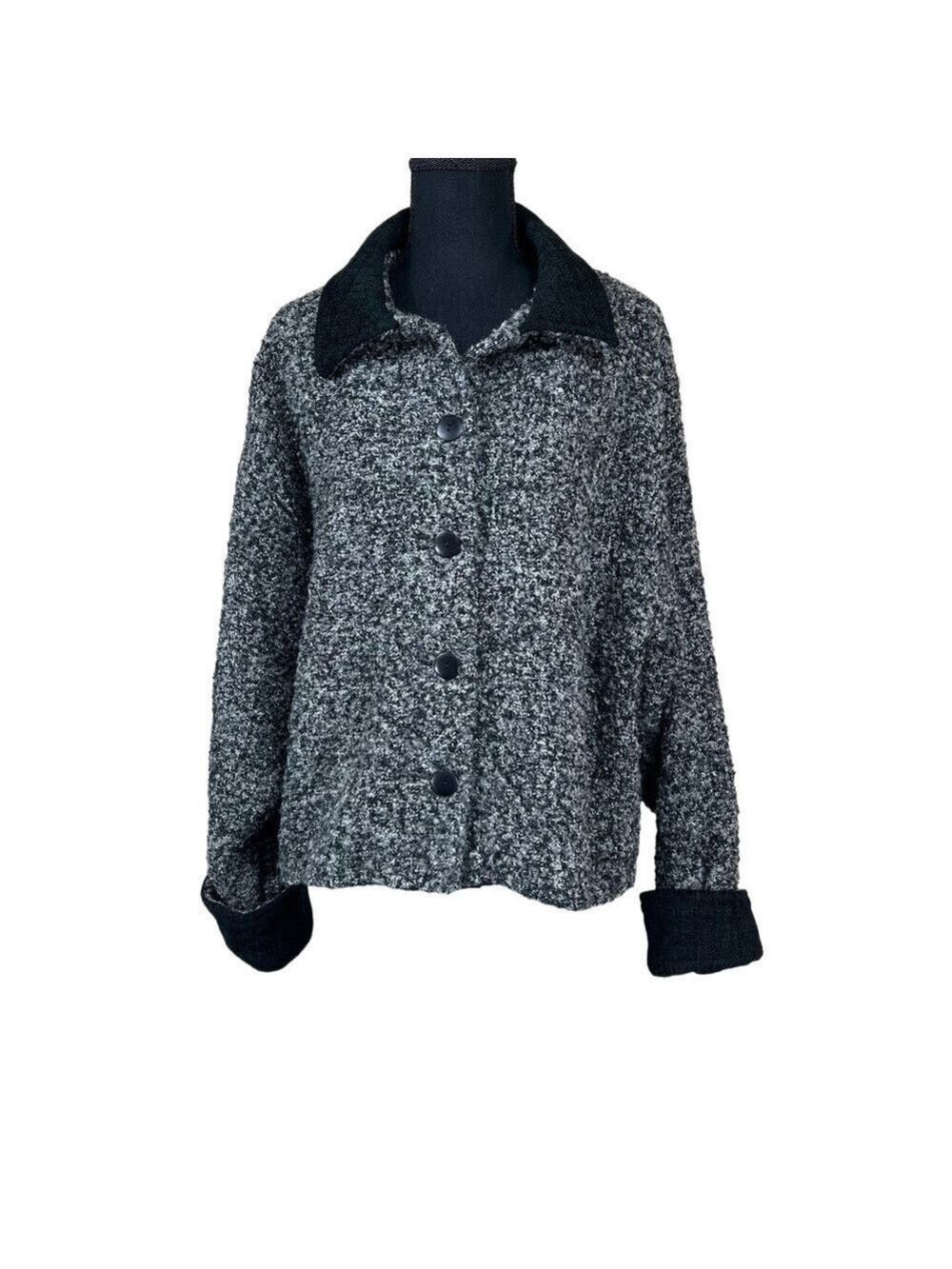 Weave of the Irish Gray Black Wool Boucle Jacket Blazer Ireland Size L